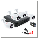 Проводной комплект видеонаблюдения для улицы - 4 FullHD камеры "рыбий глаз"